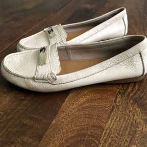 Coach Milk Fredrica Pebbled Leather Loafers